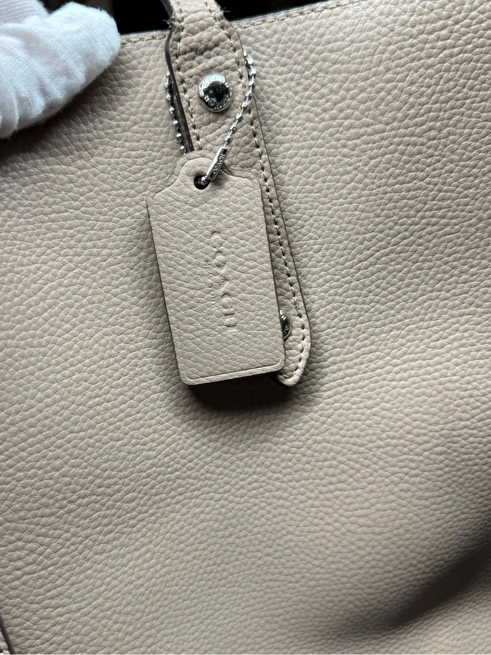Coach Pebbled Leather Tote in Taupe